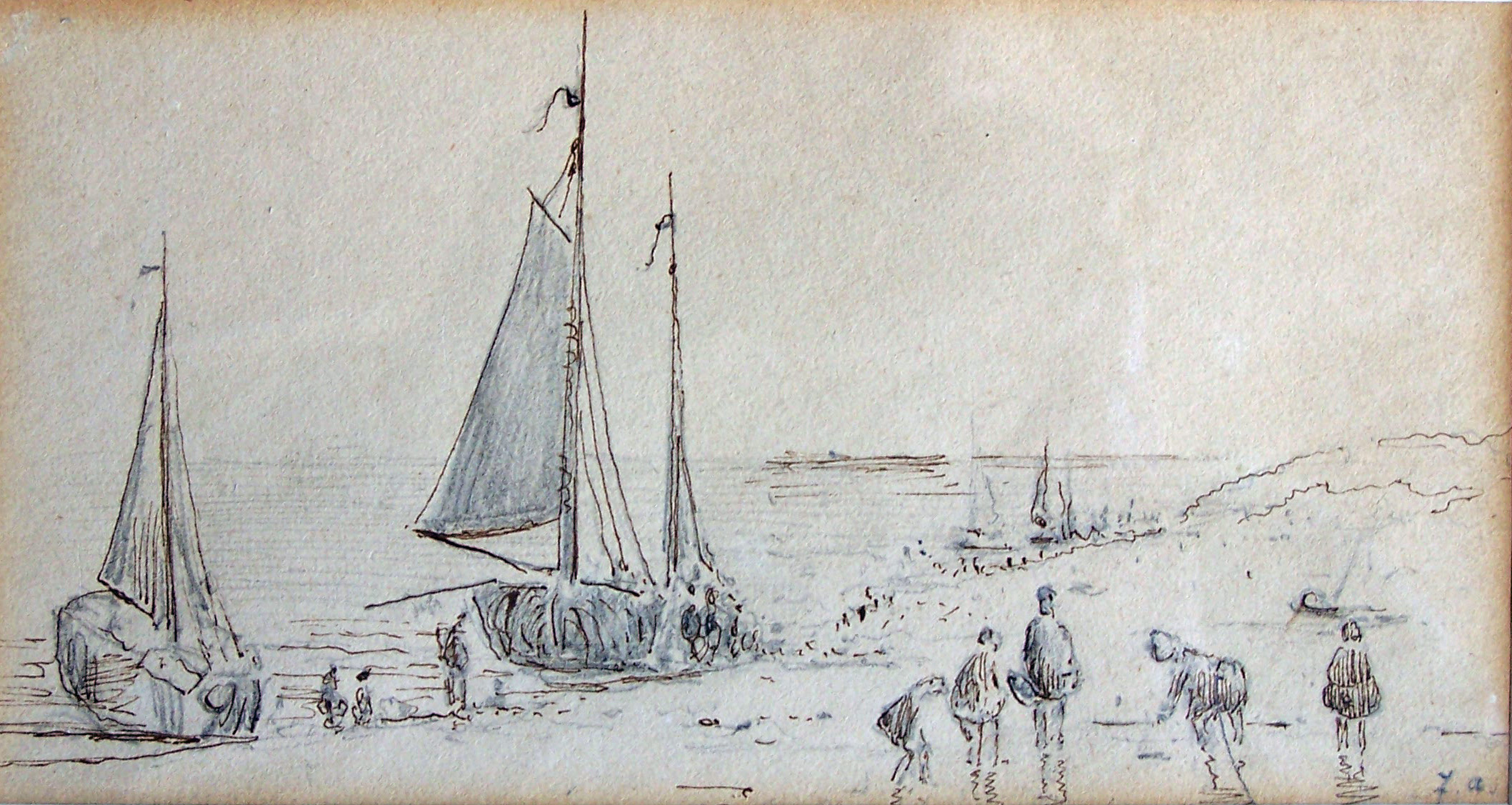 Schepen aan het strand